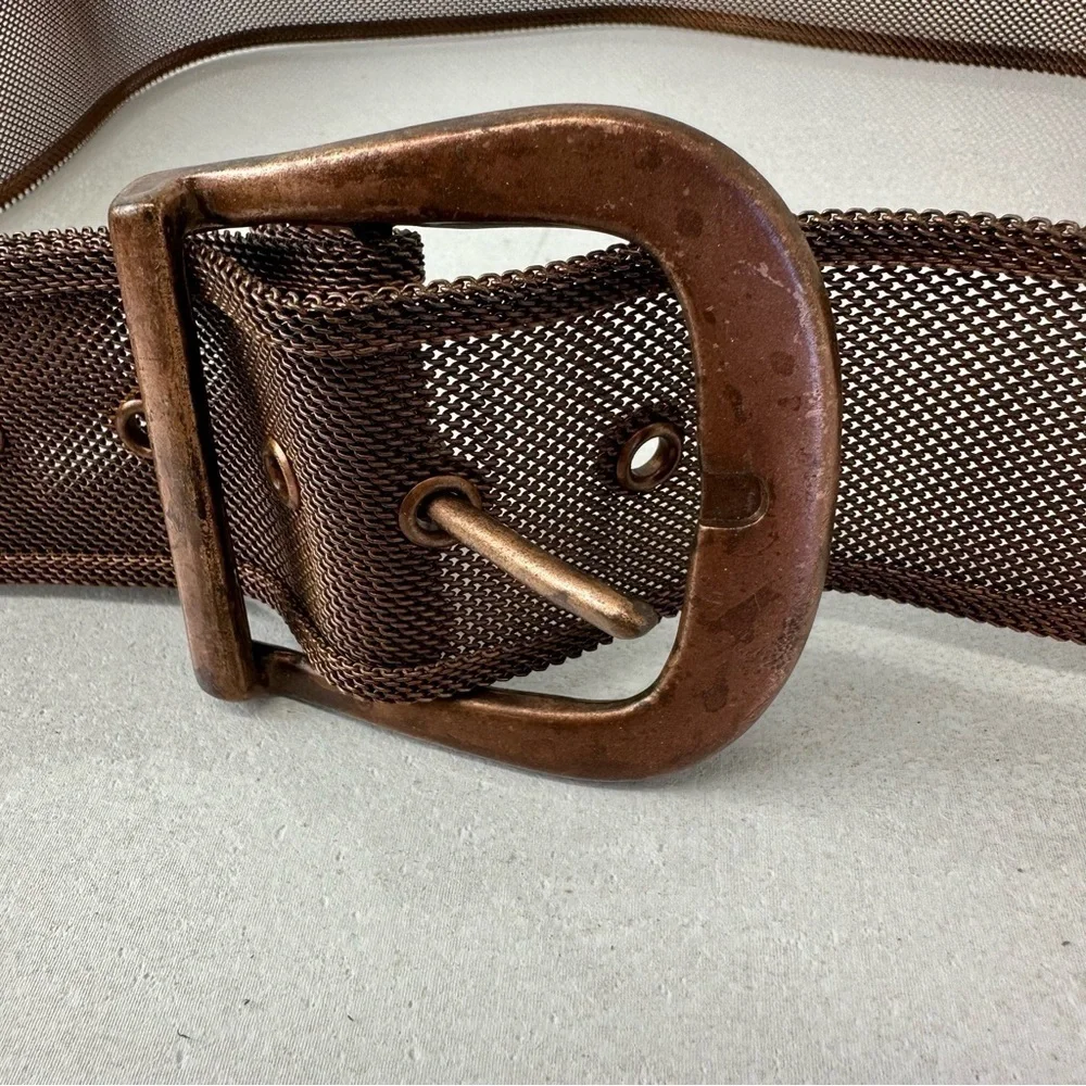 Belt Cooper Tone Metal Mesh Steampunk Grommet Belt  36 unisex grunge costume